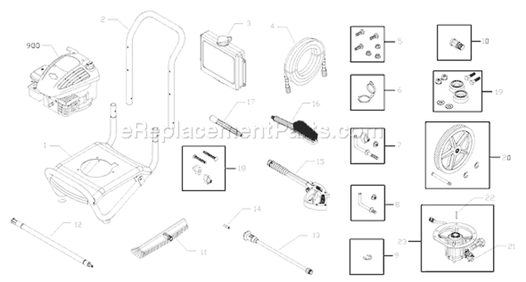 Page A Diagram and Parts List for  Briggs and Stratton Pressure Washer